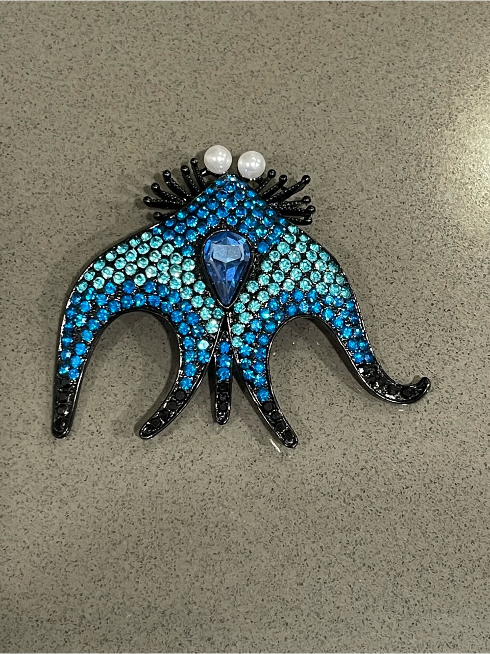 Blue Crystal Stingray Brooch